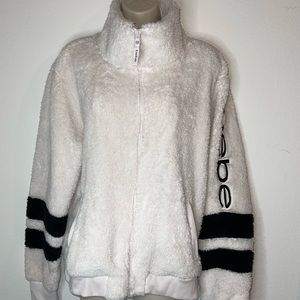 Bebe Sherpa sweater zip up Jacket size Large